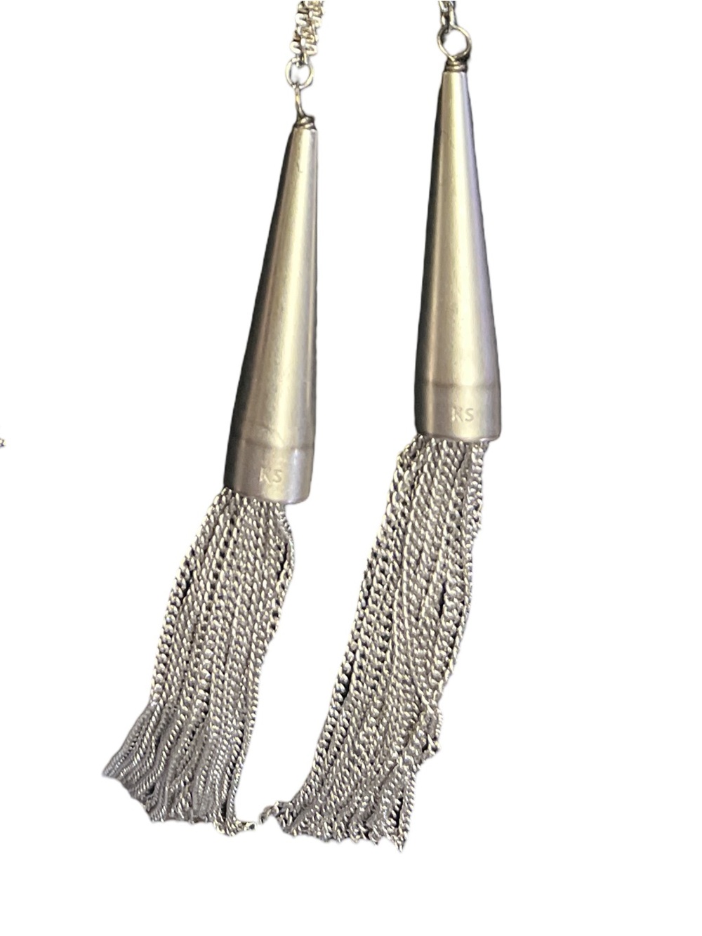 Kendra Scott Necklace Silver Tone PHARA Fringe Tassel Lariat Rope 48.5" Long - Picture 3 of 4